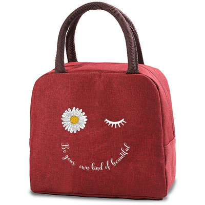 Daisy Print saldējuma aukstuma maisiņi pusdienu soma Pārnēsājama izolēta Bento Tote termiskā skolas pārtikas uzglabāšanas maisiņš skolotāja dāvanu rokassomiņa