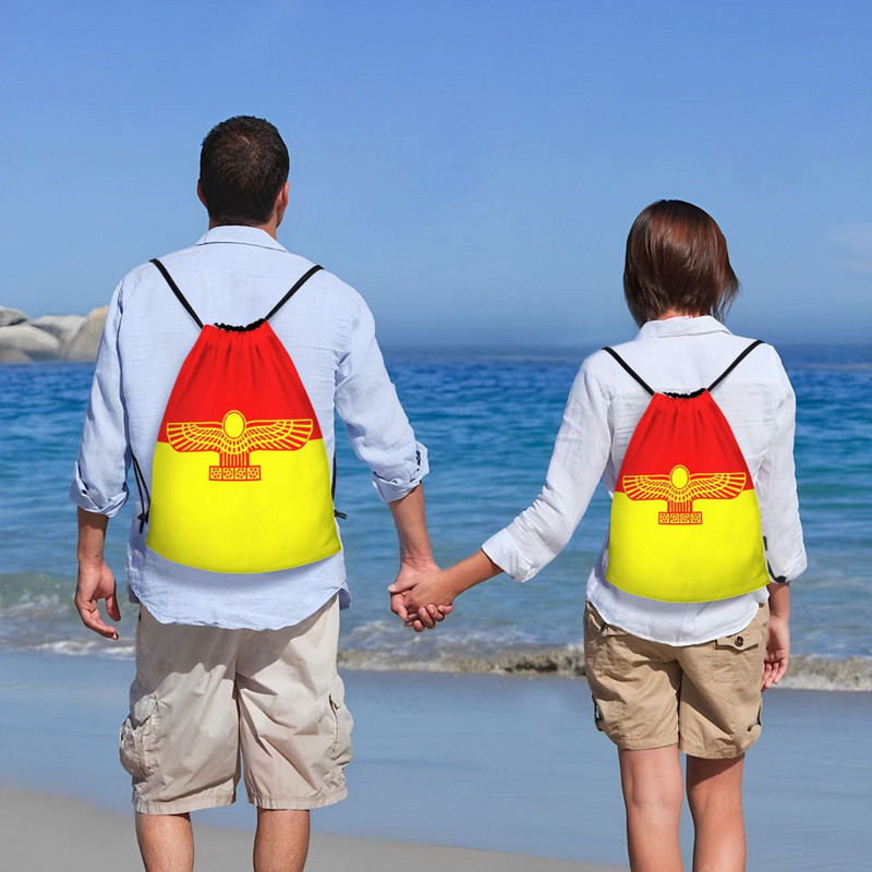 Prilagođene aramejske zastave Suryoyo torbe s uzicom za kupnju Ruksaci za jogu Muškarci Žene Drevni Aram Sportska torba za teretanu