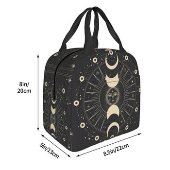 Чанта за обяд за жени Moon Star Mystic Sun Astrology Tarot Goth Изолирана кутия за обяд Cooler Tote за възрастни Мъже Работа Офис Училище