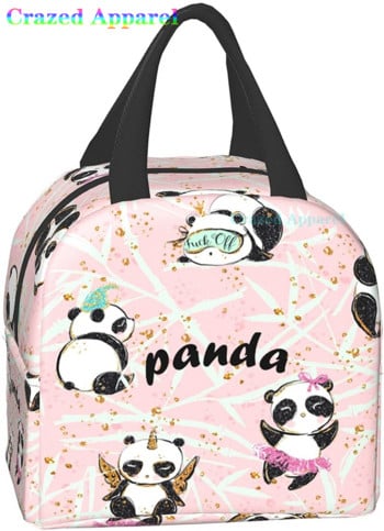 Pink Cute Panda Thermal Bento Кутия за обяд Kawaii Чанти за обяд Малки контейнери за закуски Чанта Кутии за обяд Изолиран пакет за лед