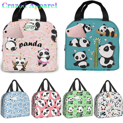 Rozā Cute Panda Thermal Bento pusdienu kaste Kawaii pusdienu maisiņi Mazie uzkodu trauki maisiņi pusdienu kastēm izolēts ledus iepakojums