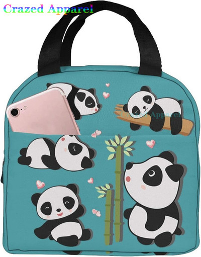 Pink Cute Panda Thermal Bento Kutija za ručak Kawaii Torbe za ručak Mali spremnici za grickalice Torba Kutije za ručak Izolirani paket leda