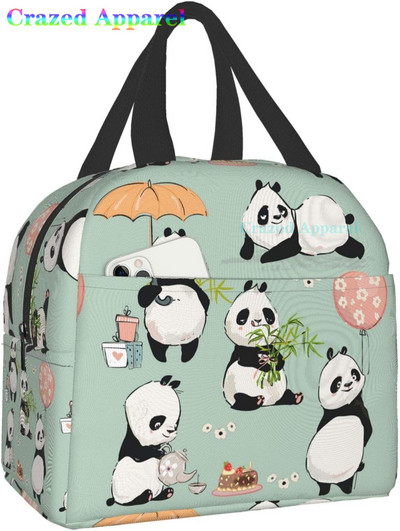 Pink Cute Panda Thermal Bento Kutija za ručak Kawaii Torbe za ručak Mali spremnici za grickalice Torba Kutije za ručak Izolirani paket leda