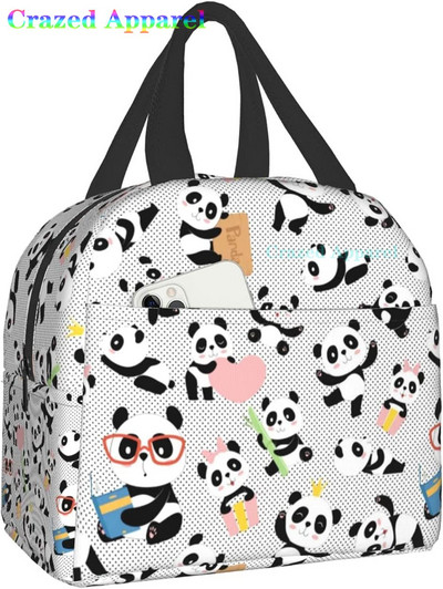 Pink Cute Panda Thermal Bento Kutija za ručak Kawaii Torbe za ručak Mali spremnici za grickalice Torba Kutije za ručak Izolirani paket leda