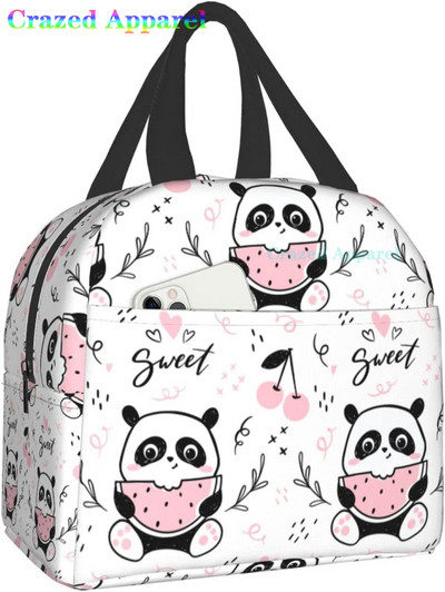 Pink Cute Panda Thermal Bento Kutija za ručak Kawaii Torbe za ručak Mali spremnici za grickalice Torba Kutije za ručak Izolirani paket leda