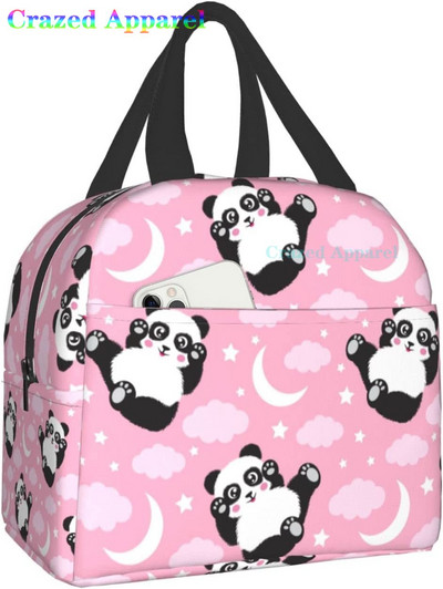 Pink Cute Panda Thermal Bento Kutija za ručak Kawaii Torbe za ručak Mali spremnici za grickalice Torba Kutije za ručak Izolirani paket leda