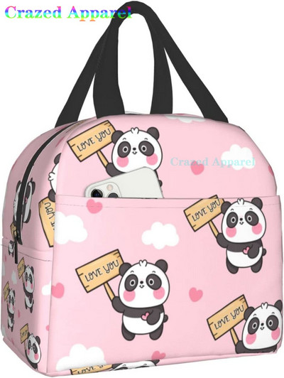 Pink Cute Panda Thermal Bento Kutija za ručak Kawaii Torbe za ručak Mali spremnici za grickalice Torba Kutije za ručak Izolirani paket leda