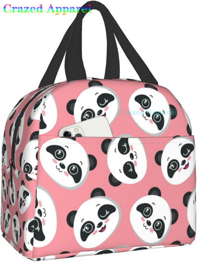 Pink Cute Panda Thermal Bento Kutija za ručak Kawaii Torbe za ručak Mali spremnici za grickalice Torba Kutije za ručak Izolirani paket leda