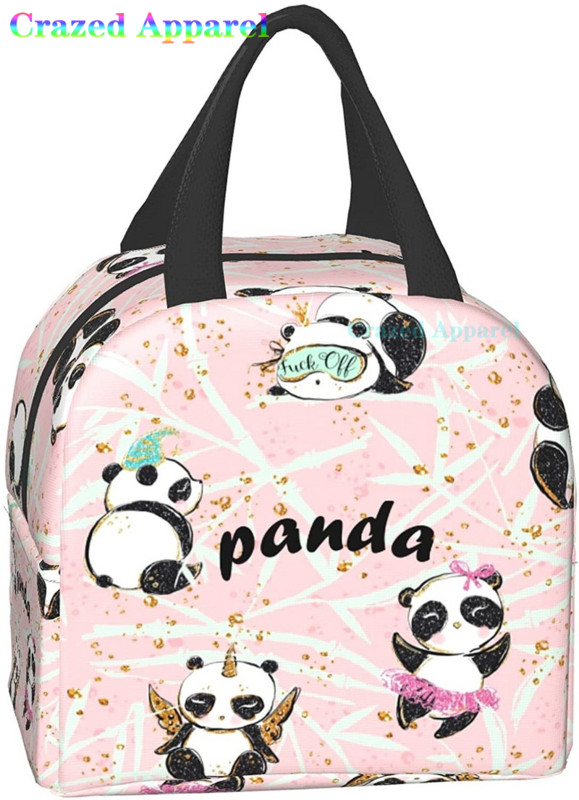Rozā Cute Panda Thermal Bento pusdienu kaste Kawaii pusdienu maisiņi Mazie uzkodu trauki maisiņi pusdienu kastēm izolēts ledus iepakojums