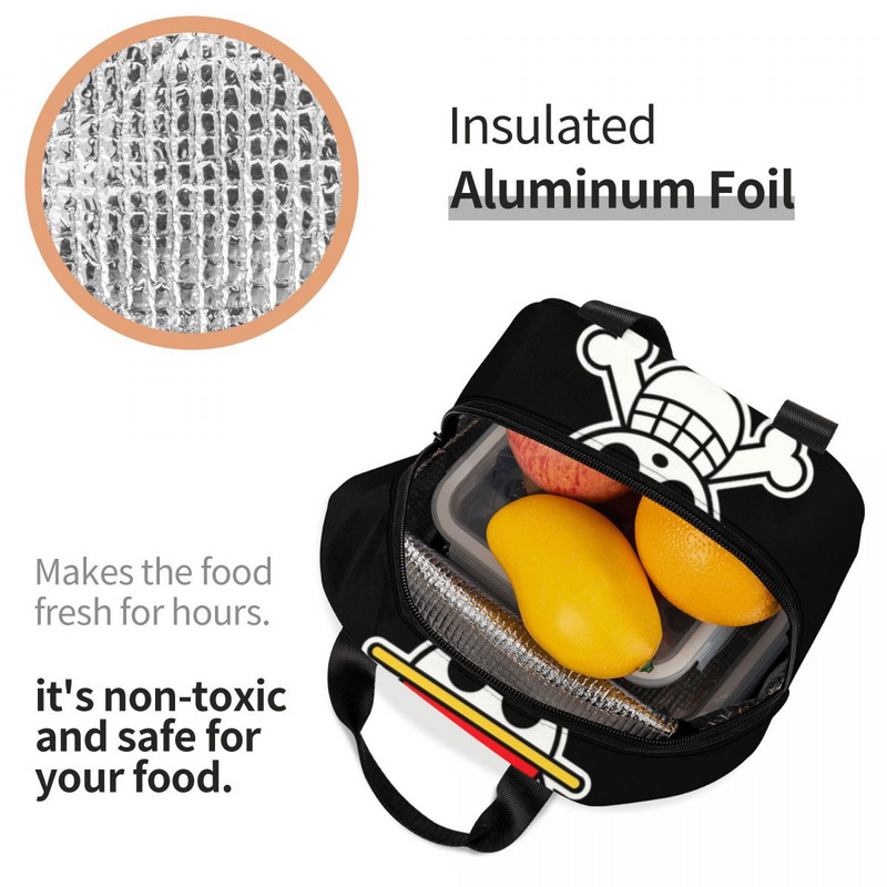 Geantă de prânz personalizată cu logo-ul craniului, pentru femei, cutie de prânz termoizolantă pentru copii, școlari