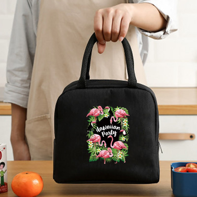 Priešpiečių maišelis Aušintuvas nešiojamas Nešiojamas izoliuotas termo drobinis krepšys Maisto piknikas Unisex Travel Lunchbox Organizer Krepšiai Flamingo Print
