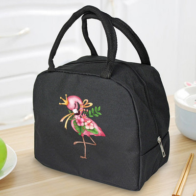 Priešpiečių maišelis Aušintuvas nešiojamas Nešiojamas izoliuotas termo drobinis krepšys Maisto piknikas Unisex Travel Lunchbox Organizer Krepšiai Flamingo Print