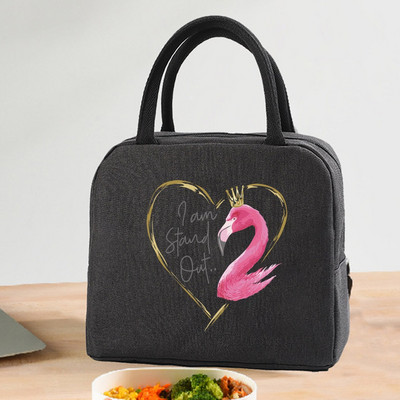 Priešpiečių maišelis Aušintuvas nešiojamas Nešiojamas izoliuotas termo drobinis krepšys Maisto piknikas Unisex Travel Lunchbox Organizer Krepšiai Flamingo Print