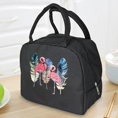 Priešpiečių maišelis Aušintuvas nešiojamas Nešiojamas izoliuotas termo drobinis krepšys Maisto piknikas Unisex Travel Lunchbox Organizer Krepšiai Flamingo Print