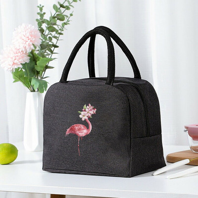 Priešpiečių maišelis Aušintuvas nešiojamas Nešiojamas izoliuotas termo drobinis krepšys Maisto piknikas Unisex Travel Lunchbox Organizer Krepšiai Flamingo Print
