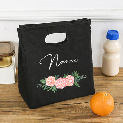 Εξατομικευμένο προσαρμοσμένο λουλούδι με όνομα Τσάντα μεσημεριανού γεύματος μονωμένες πάνινες τσάντες ψυγείου θερμικής τροφής Δώρα για γυναίκες για αποθήκευση πικνίκ