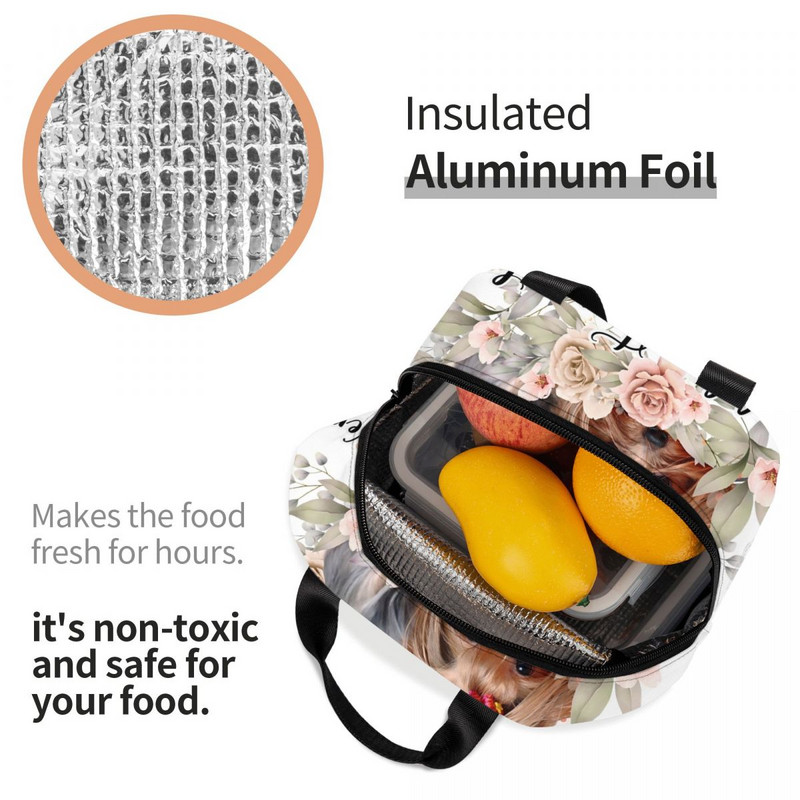 Jorkšīras terjers mamma Jorkšīras terjers tētis izolētas pusdienu somas āra piknikam Jorkšīras terjera mīļotājam Bento Box sievietēm, bērniem