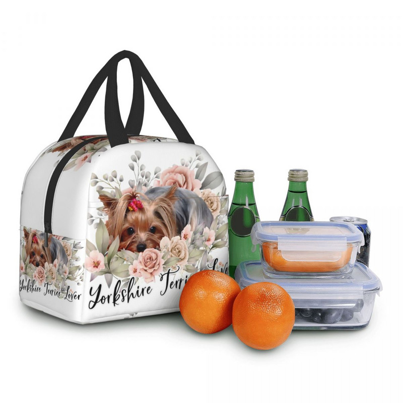 Jorkšīras terjers mamma Jorkšīras terjers tētis izolētas pusdienu somas āra piknikam Jorkšīras terjera mīļotājam Bento Box sievietēm, bērniem