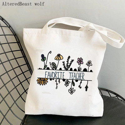 Tanári kellékek Bevásárlótáska Angol tanári nyomtatott táska Vásárlás vászon Shopper Bag lány kézitáska Vállas hölgy ajándéktáska