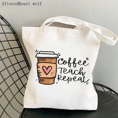 Tanári kellékek Bevásárlótáska Angol tanári nyomtatott táska Vásárlás vászon Shopper Bag lány kézitáska Vállas hölgy ajándéktáska