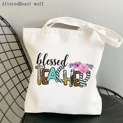 Tanári kellékek Bevásárlótáska Angol tanári nyomtatott táska Vásárlás vászon Shopper Bag lány kézitáska Vállas hölgy ajándéktáska