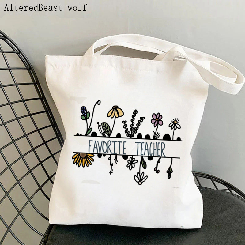 Tanári kellékek Bevásárlótáska Angol tanári nyomtatott táska Vásárlás vászon Shopper Bag lány kézitáska Vállas hölgy ajándéktáska