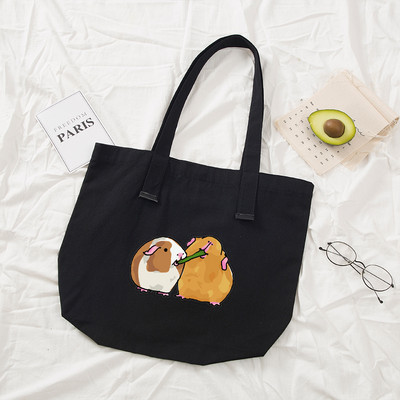 Naiste käekotid Riidest mustast lõuendist kandekott Merisea mustriga ostlemisreisid Naiste ökoloogiline korduvkasutatavad õlakotid