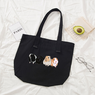 Naiste käekotid Riidest mustast lõuendist kandekott Merisea mustriga ostlemisreisid Naiste ökoloogiline korduvkasutatavad õlakotid