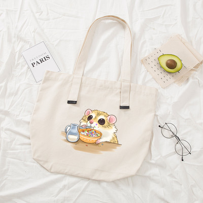 Naiste käekotid Riidest mustast lõuendist kandekott Merisea mustriga ostlemisreisid Naiste ökoloogiline korduvkasutatavad õlakotid