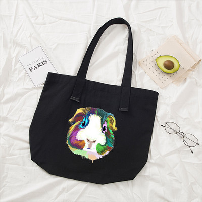 Naiste käekotid Riidest mustast lõuendist kandekott Merisea mustriga ostlemisreisid Naiste ökoloogiline korduvkasutatavad õlakotid