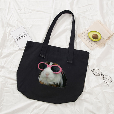 Naiste käekotid Riidest mustast lõuendist kandekott Merisea mustriga ostlemisreisid Naiste ökoloogiline korduvkasutatavad õlakotid