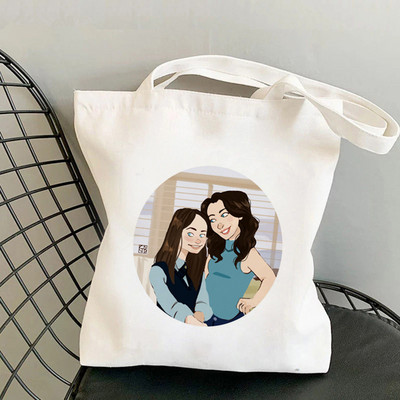 Dámska nákupná kabelka Gilmore Girls z roku 2021, plátená taška cez rameno, Harajuku, potlačená kabelka