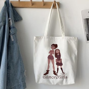 Пазарски чанти Платнена чанта Плажни чанти Shopper Gilmore Girls Luke\'s Printed Tote Bag Women Harajuku Shopper Голяма чанта през рамо