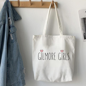 Пазарски чанти Платнена чанта Плажни чанти Shopper Gilmore Girls Luke\'s Printed Tote Bag Women Harajuku Shopper Голяма чанта през рамо