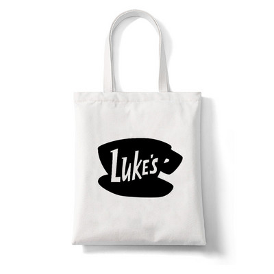 Nákupné tašky, plátená taška, plážové tašky, nákupná taška Gilmore Girls Luke's Potlačená taška pre ženy Harajuku, veľká kabelka cez rameno