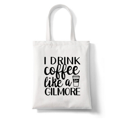 Nákupné tašky, plátená taška, plážové tašky, nákupná taška Gilmore Girls Luke's Potlačená taška pre ženy Harajuku, veľká kabelka cez rameno