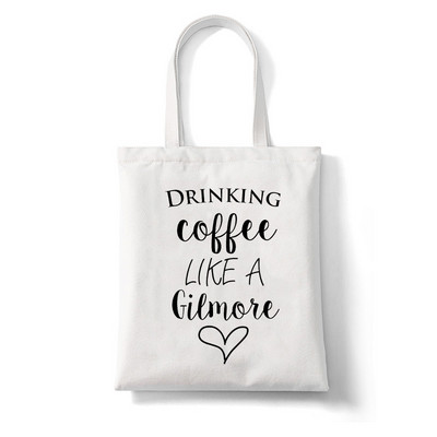 Nákupné tašky, plátená taška, plážové tašky, nákupná taška Gilmore Girls Luke's Potlačená taška pre ženy Harajuku, veľká kabelka cez rameno
