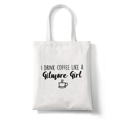 Nákupné tašky, plátená taška, plážové tašky, nákupná taška Gilmore Girls Luke's Potlačená taška pre ženy Harajuku, veľká kabelka cez rameno