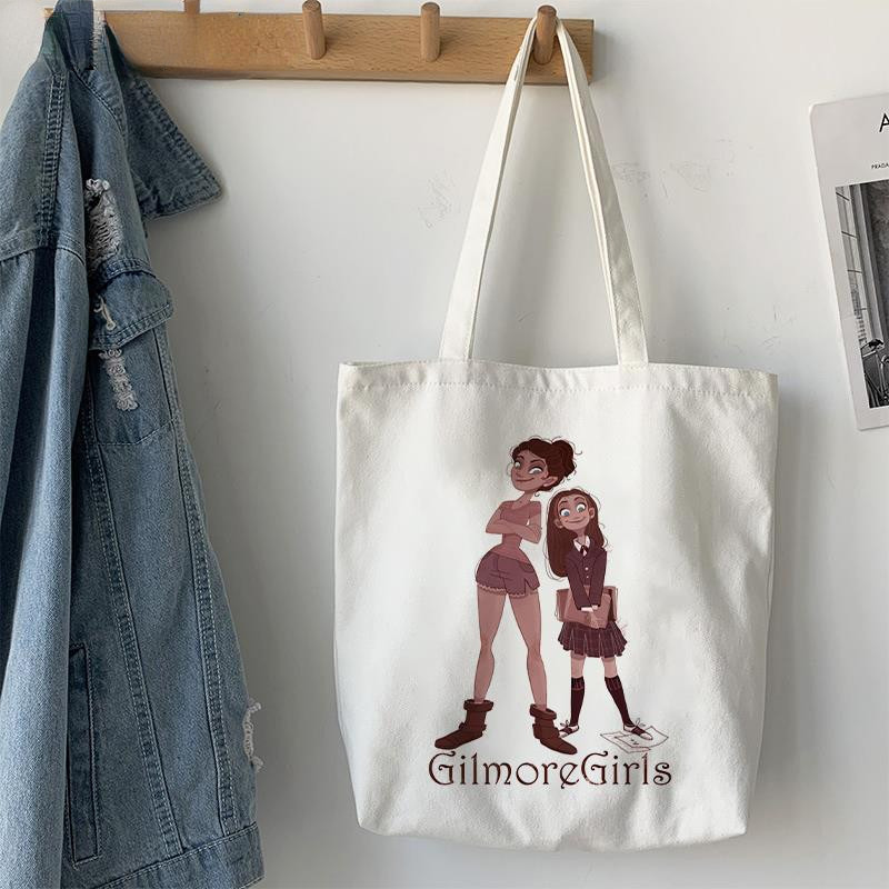 Nákupné tašky, plátená taška, plážové tašky, nákupná taška Gilmore Girls Luke's Potlačená taška pre ženy Harajuku, veľká kabelka cez rameno