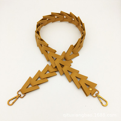 Trikampis tuščiaviduris grandinės dirželis pečių krepšiams PU odos saldainių spalva plati rankena žalvario kabyklaDiržo dirželiai Crossbody moteriškam krepšiui