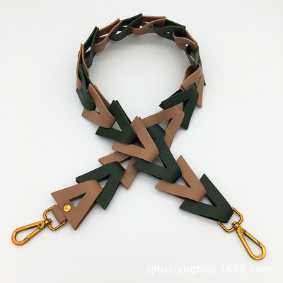 Trikampis tuščiaviduris grandinės dirželis pečių krepšiams PU odos saldainių spalva plati rankena žalvario kabyklaDiržo dirželiai Crossbody moteriškam krepšiui