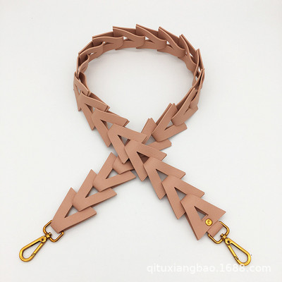 Trikampis tuščiaviduris grandinės dirželis pečių krepšiams PU odos saldainių spalva plati rankena žalvario kabyklaDiržo dirželiai Crossbody moteriškam krepšiui