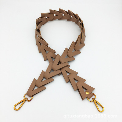 Trikampis tuščiaviduris grandinės dirželis pečių krepšiams PU odos saldainių spalva plati rankena žalvario kabyklaDiržo dirželiai Crossbody moteriškam krepšiui