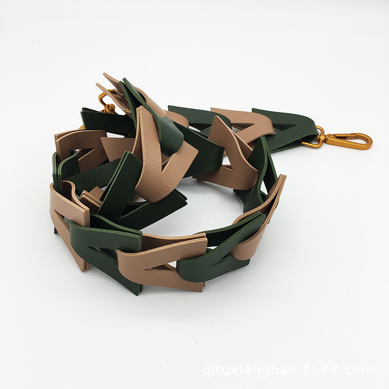 Trikampis tuščiaviduris grandinės dirželis pečių krepšiams PU odos saldainių spalva plati rankena žalvario kabyklaDiržo dirželiai Crossbody moteriškam krepšiui