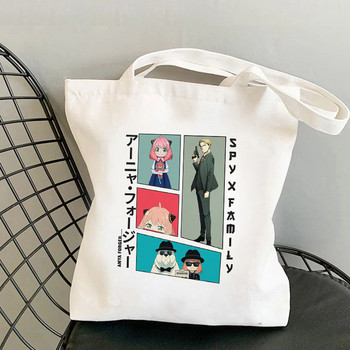 Японско аниме Пазарска чанта SPYFAMILY Graphic Tote Harajuku Spy x Family Canvas Anya Smug SpyFamily Чанта през рамо Женска Ulzzang