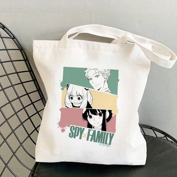 Японско аниме Пазарска чанта SPYFAMILY Graphic Tote Harajuku Spy x Family Canvas Anya Smug SpyFamily Чанта през рамо Женска Ulzzang