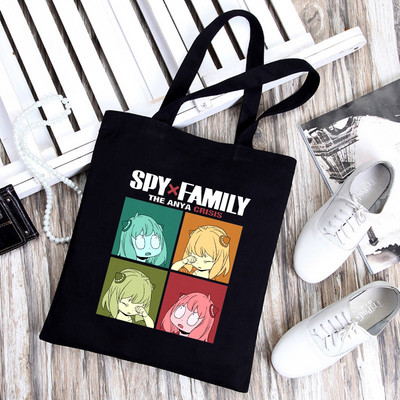 Japāņu anime SPYFAMILY iepirkumu soma Grafiskais tote Harajuku Spy x Family Canvas Anya Smug SpyFamily plecu soma sieviete Ulzzang