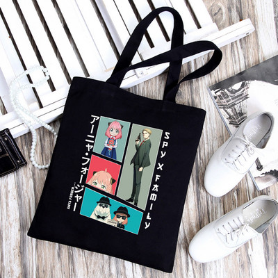 Japāņu anime SPYFAMILY iepirkumu soma Grafiskais tote Harajuku Spy x Family Canvas Anya Smug SpyFamily plecu soma sieviete Ulzzang