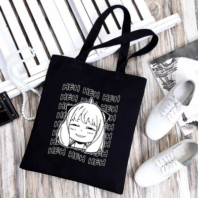 Japāņu anime SPYFAMILY iepirkumu soma Grafiskais tote Harajuku Spy x Family Canvas Anya Smug SpyFamily plecu soma sieviete Ulzzang