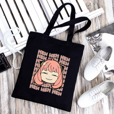 Japāņu anime SPYFAMILY iepirkumu soma Grafiskais tote Harajuku Spy x Family Canvas Anya Smug SpyFamily plecu soma sieviete Ulzzang